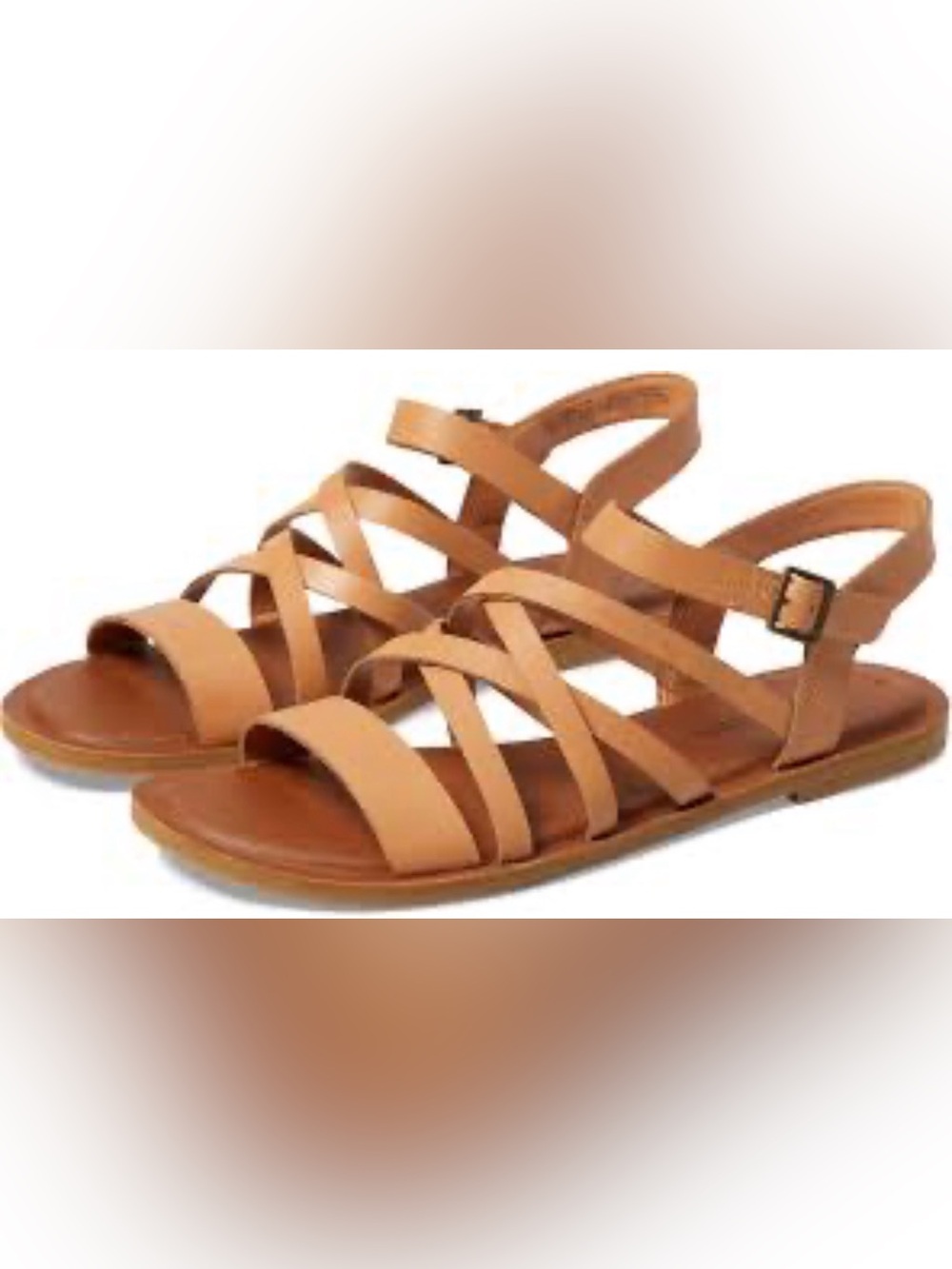 TOMS Sephina Strappy leather flat sandals - Size 8, NWOB